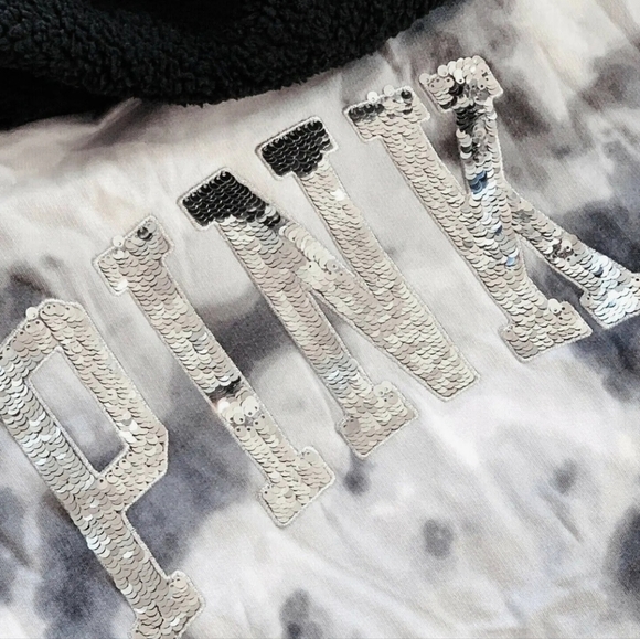 RARE PINK Victoria's secret black and white sequin reversible zip up - Picture 5 of 16